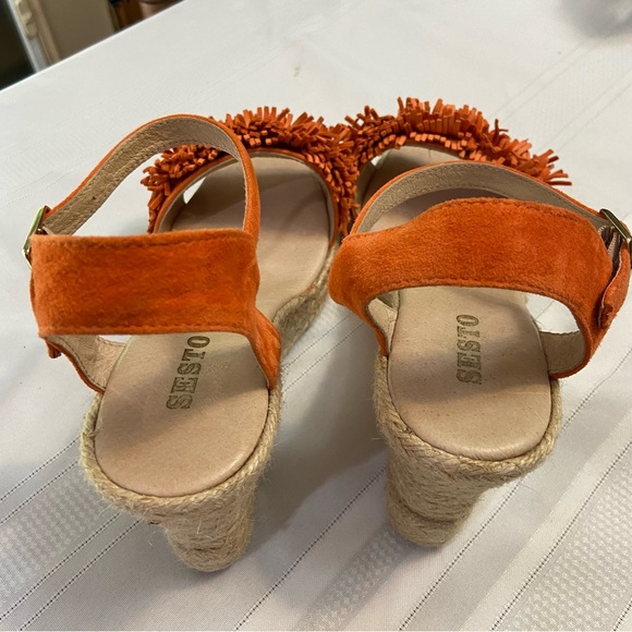 Sesto Meucci 8476 Womens Espadrille Wedge Sandals & Leather Fringe size 9.5 - Picture 3 of 11